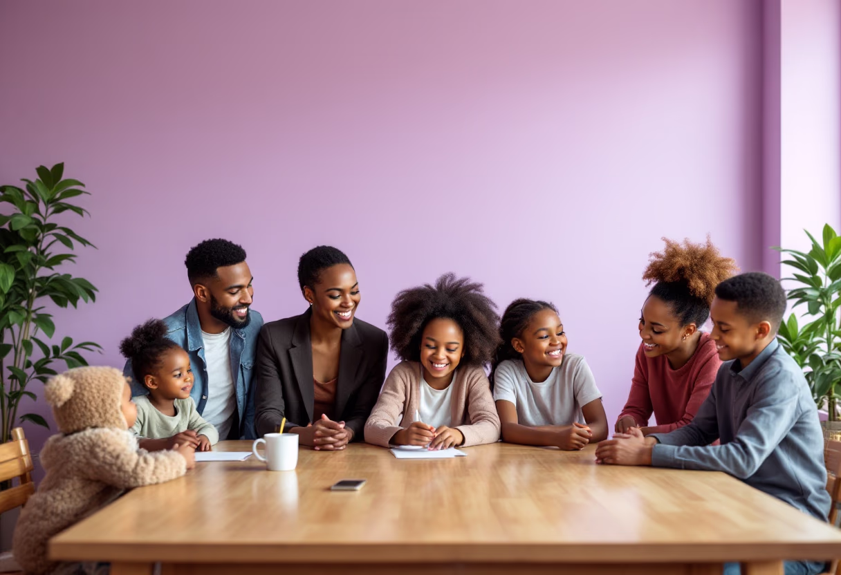 image of parents and staff discussing enrollment